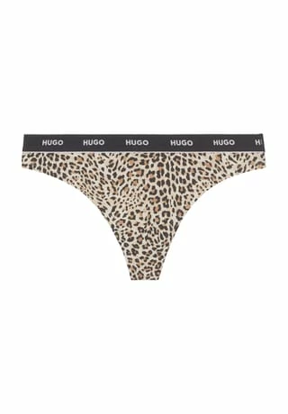 Angebote 👍 HUGO String "TRIPLET THONG STRIPE", Logo-Bund, Animal-Print, Für Damen 975 OPEN MISCELLA ✨