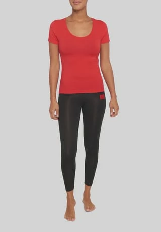 Am billigsten ⭐ HUGO Thermal Pants, Lang, Logo-Detail, Für Damen 001 BLACK 🤩 - Image 5