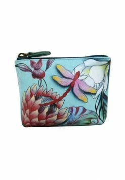 Bestpreis ✔️ ANUSCHKA Mini Geldbörse Jardin Bleu Aus Handbemaltem Leder Mehrfarbig ????