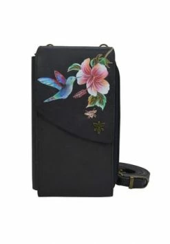 Bestpreis ⌛ ANUSCHKA Brieftasche Hummingbird Black (Handbemalt Leder) Mehrfarbig ✔️
